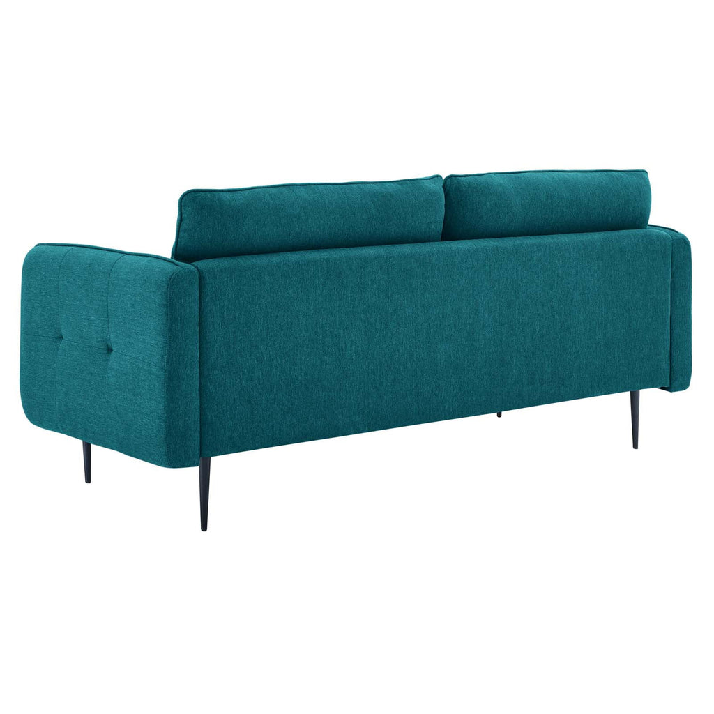 Teal Blue Tufted Fabric Sofa T374470