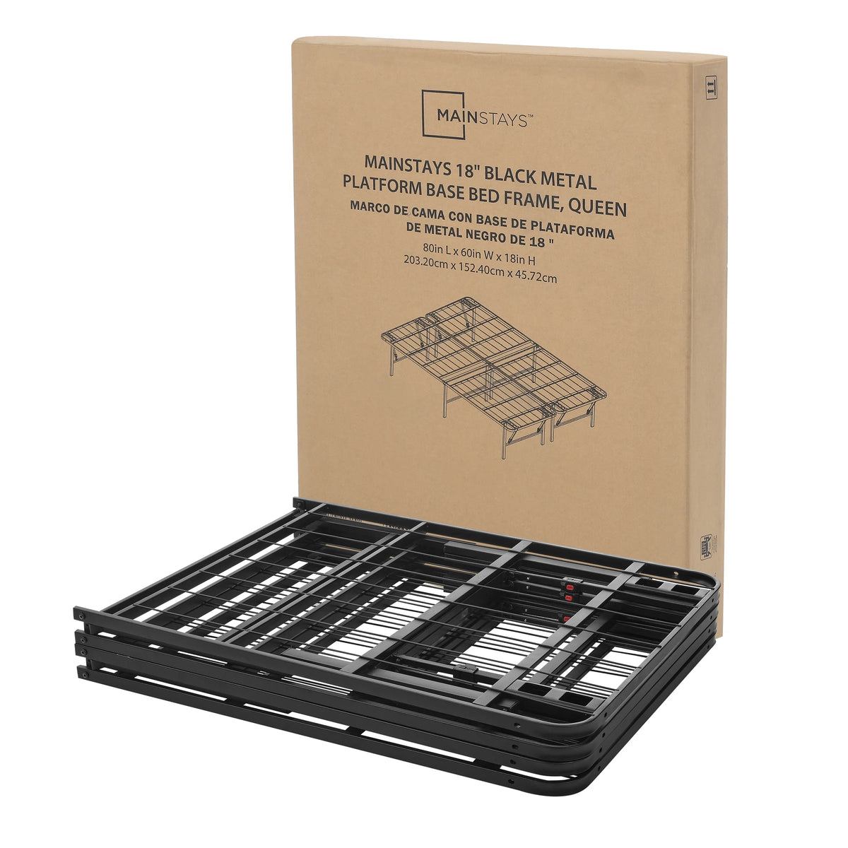Foldable Steel Queen Platform Bed Frame, Black N324466
