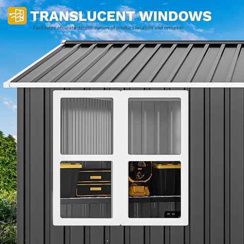 8x6ft Metal Outdoor Storage Shed with Window P433210