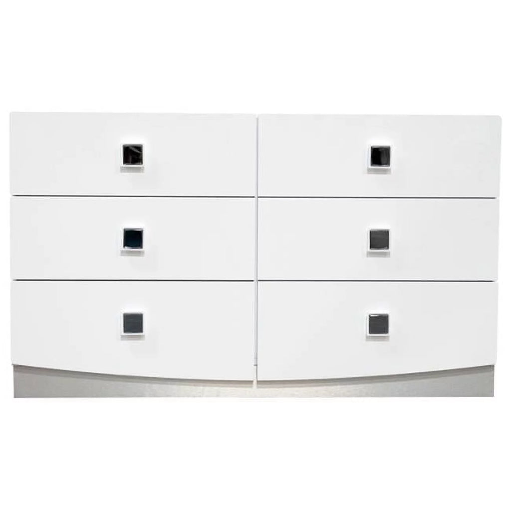 White 6 Drawer Poplar Wood Dresser D598