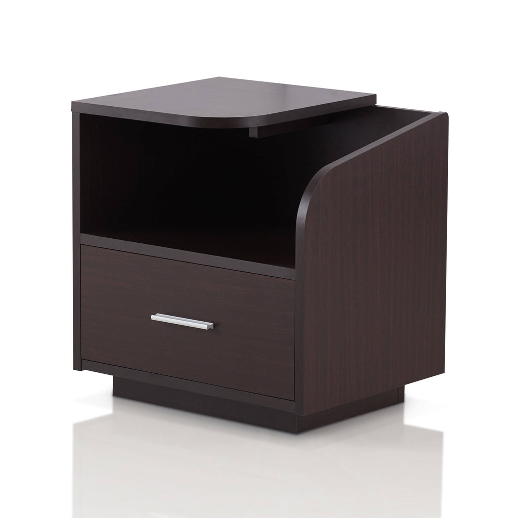Brown Storage Drawer End Table O3260