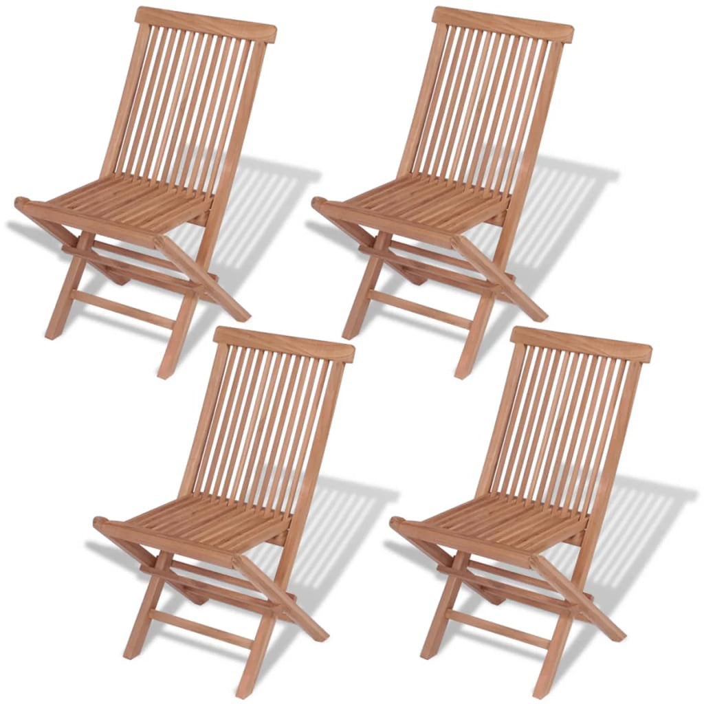 4 Piece Folding Teak Wood Dining Chairs J804685