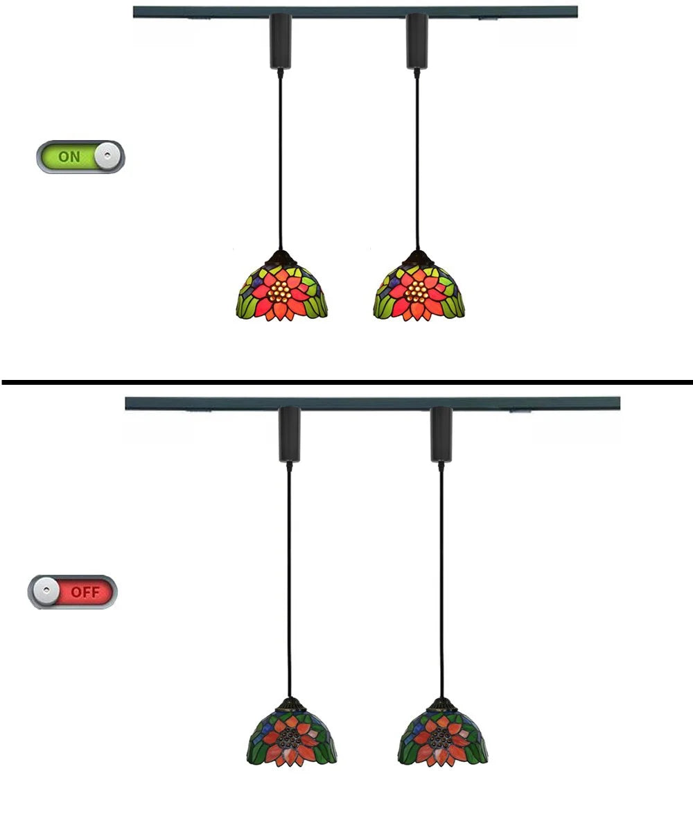 3 Lights Tiffany Style H Track Pendant Lighting M9572