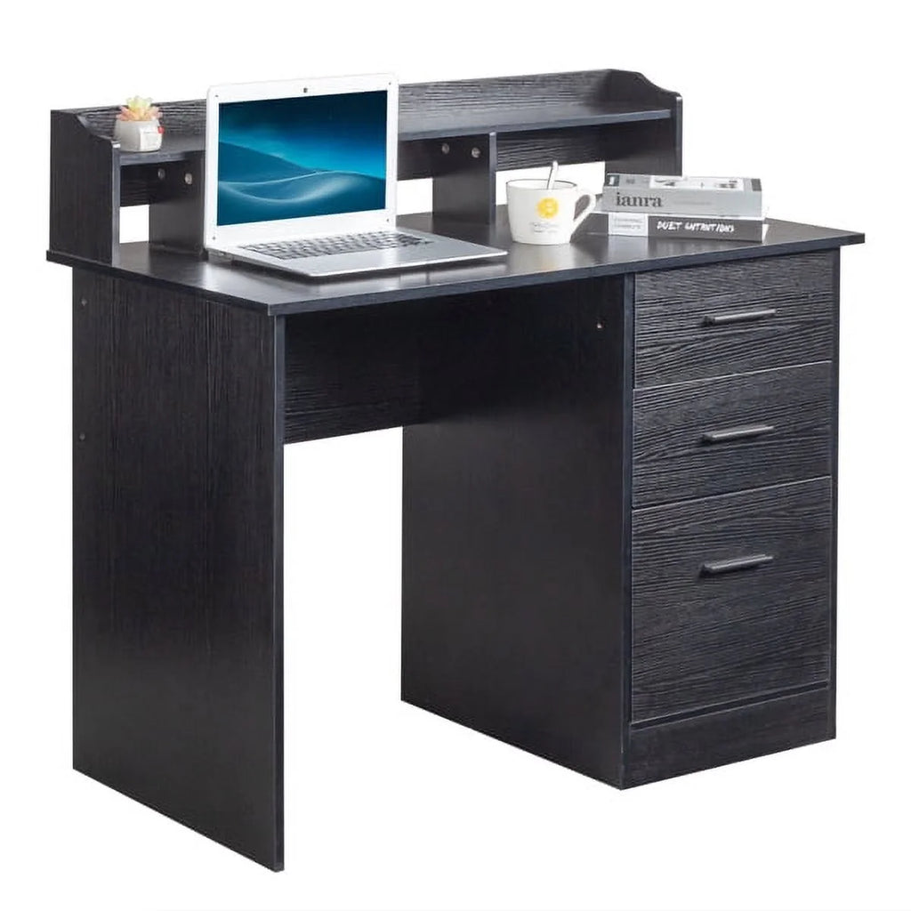 Black Wood Grain Three Drawers Computer Desk D159