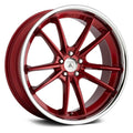 20x9 5x115 Candy Red Wheel with Chrome Lip F309