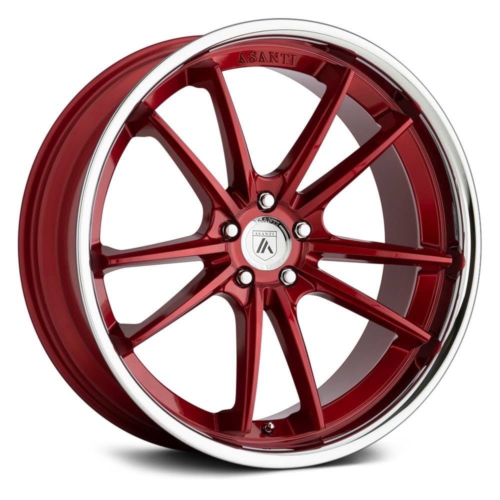20x9 5x115 Candy Red Wheel with Chrome Lip F309