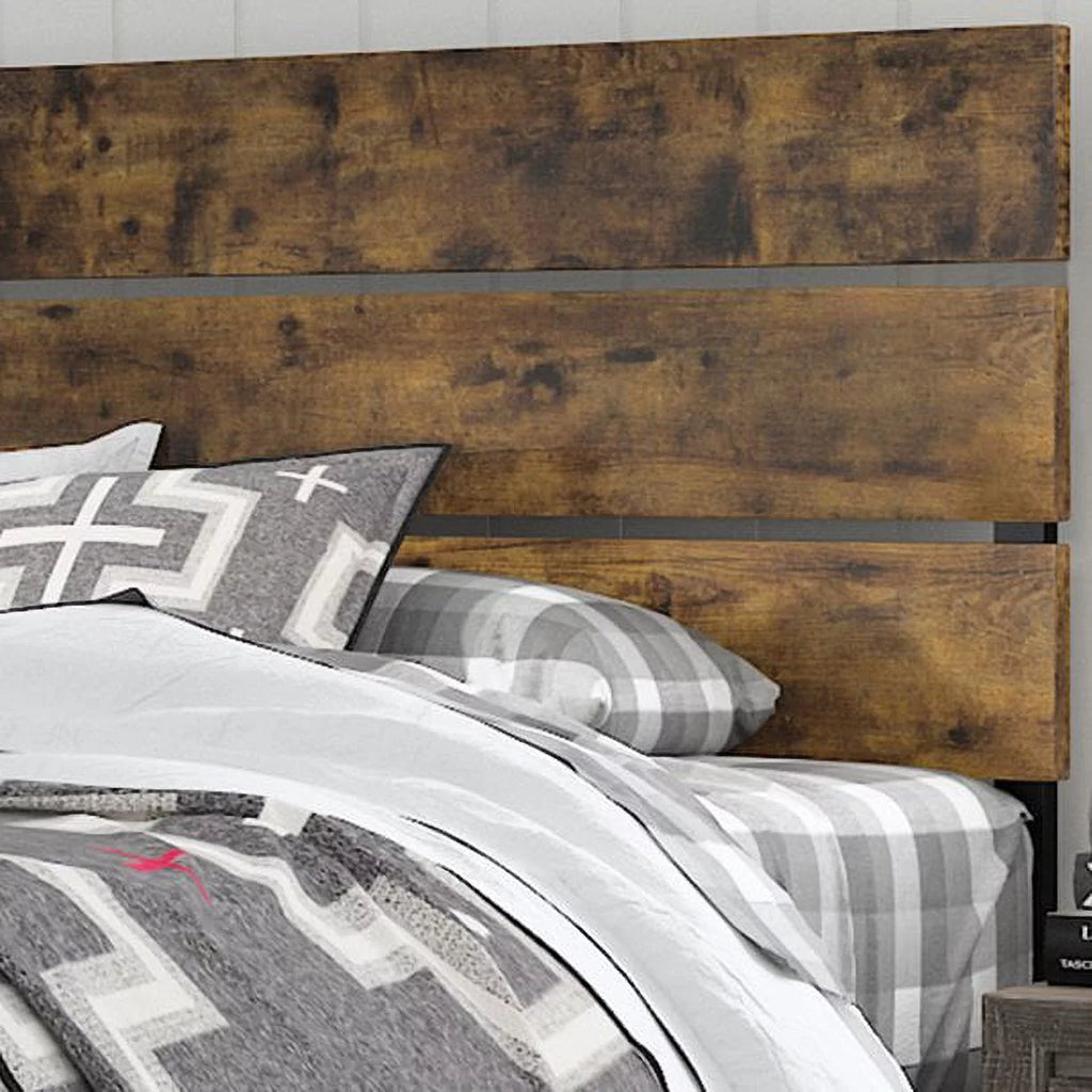 Twin Size Platform Bed Frame with Wood Headboard and Metal Slats F99101