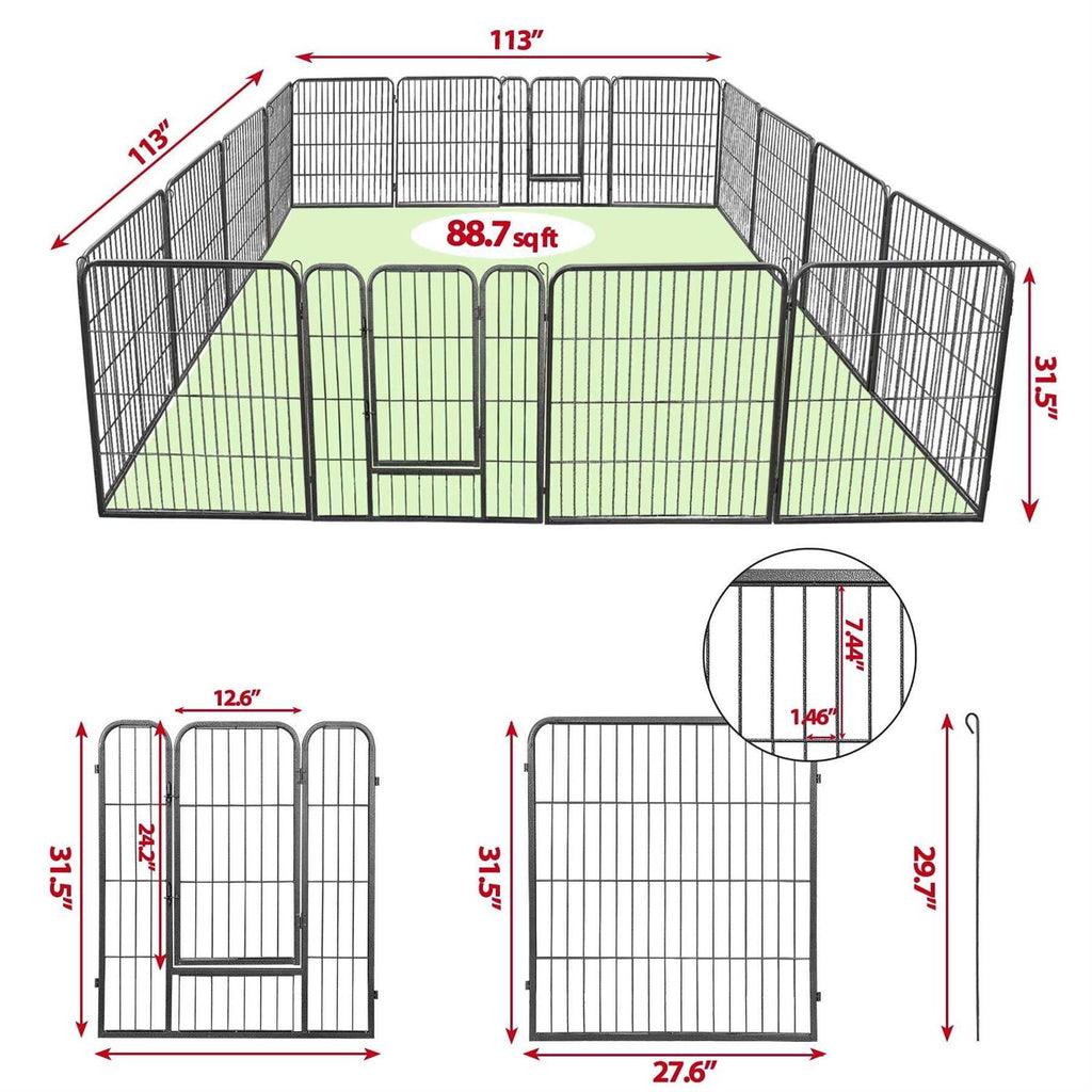 32 inch 16 Panel Foldable Metal Pet Playpen M354579