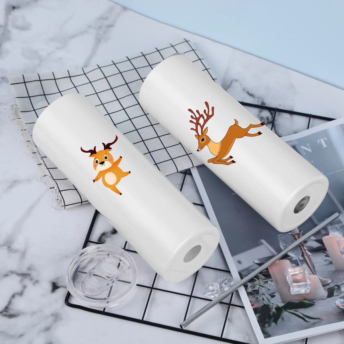 8 Pack 20 Oz Stainless Steel Sublimation Tumblers with Lid Straw O349982