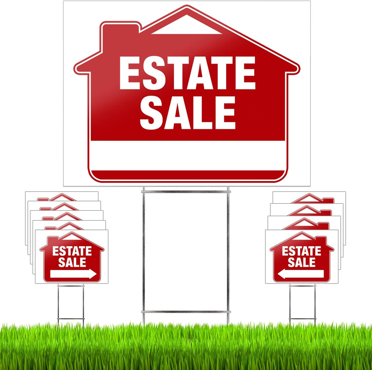 Estate Sale Signs (10 Pack) Double-Sided 24” x 18” with Heavy Duty Stakes M854989